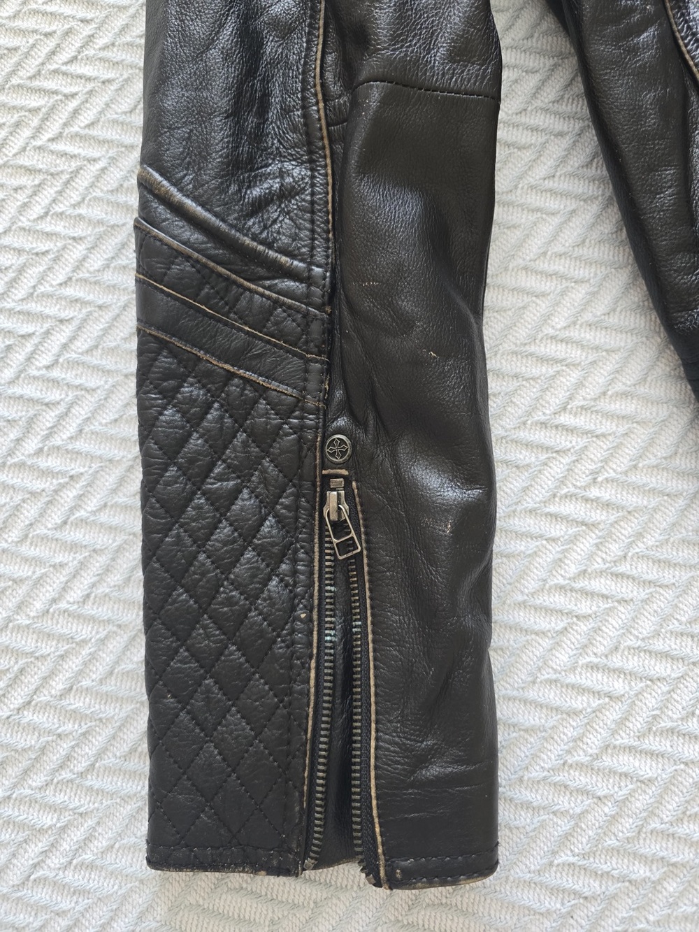 Affliction Dark Brown Embossed Leather Bomber Jacket. Limited Edition - Picture 14 of 15